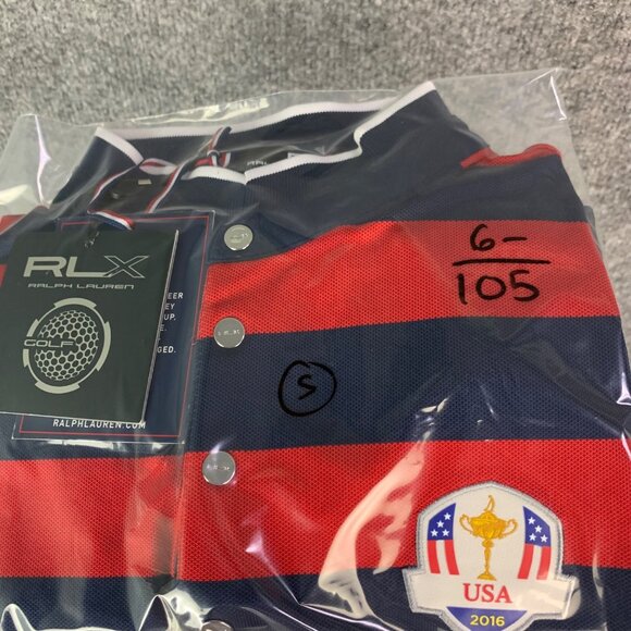 NWT RLX Ralph Lauren 2016 RYDER CUP WOMEN’S SZ SMALL SHIRT STRIPED NAVY RED USA - Picture 13 of 13